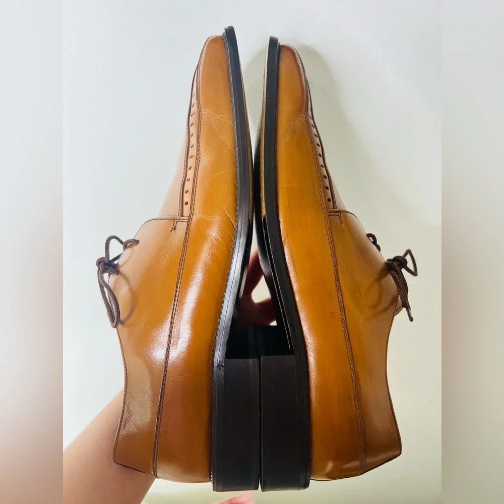 Fratelli Footware Mens Leather Khaki Square Dress‎ Shoes Size 10
